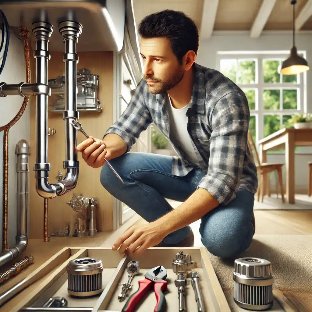 Fontanero revisando válvulas y tuberías en casa | Fontanero GDL