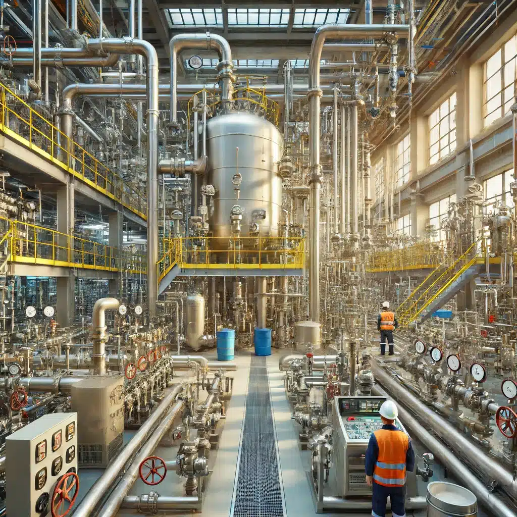 Sistema de plomería industrial en una instalación comercial con trabajadores monitoreando. soluciones de plomería industrial todo lo que necesitas saber | Fontanero GDL