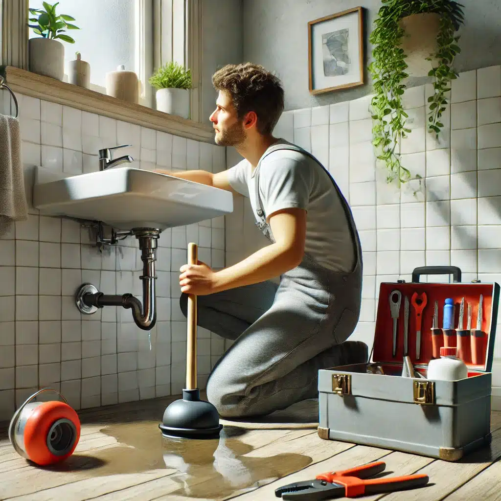 Persona intentando reparar una fuga con herramientas básicas | Fontanero GDL