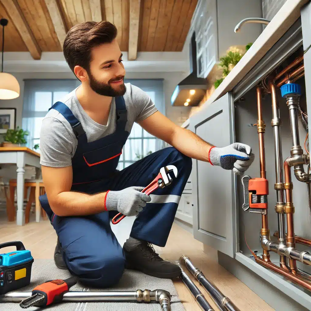 Plomero reparando tuberías en cocina residencial | Fontanero GDL