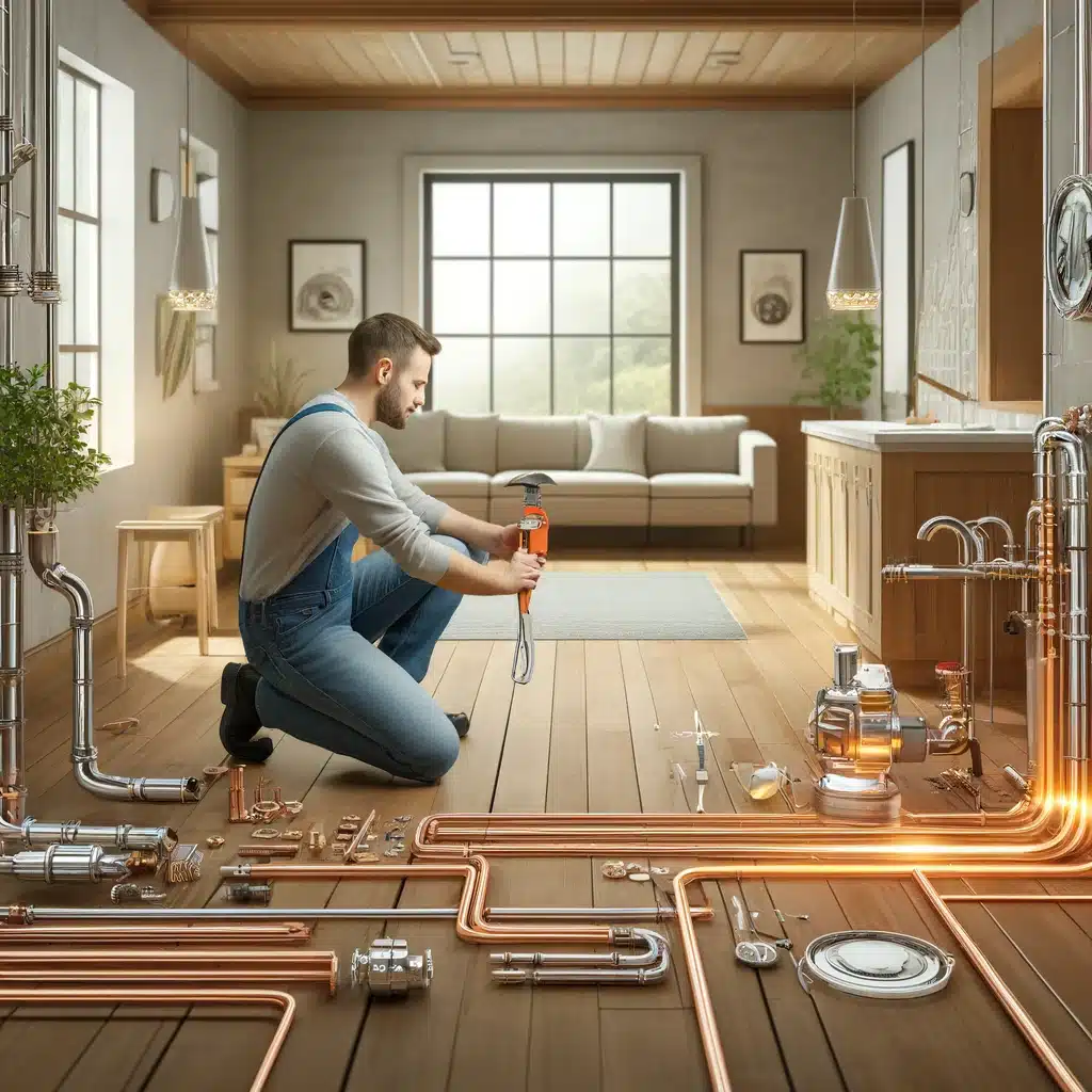 Plomero profesional trabajando en instalaciones complejas en un hogar de Zapopan. Aljibes, lavabos y WC de instalación en Guadalajara. Necesidades de servicio de tinaco y gas. | Fontanero GDL