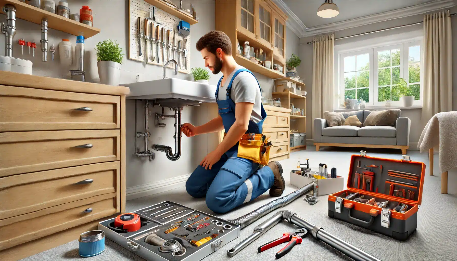 Fontanero profesional reparando una tubería con herramientas especializadas | Fontanero GDL