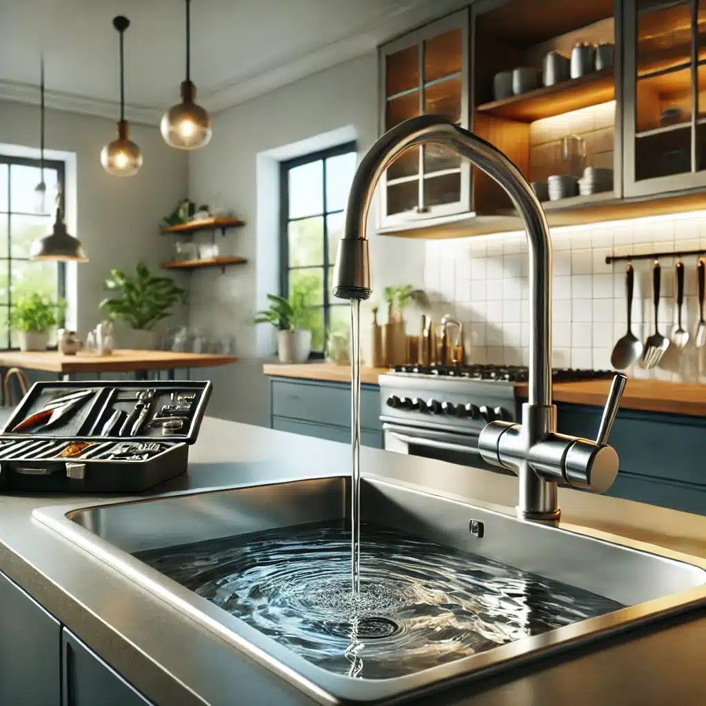 Cocina moderna con fregadero y agua corriente | Fontanero GDL