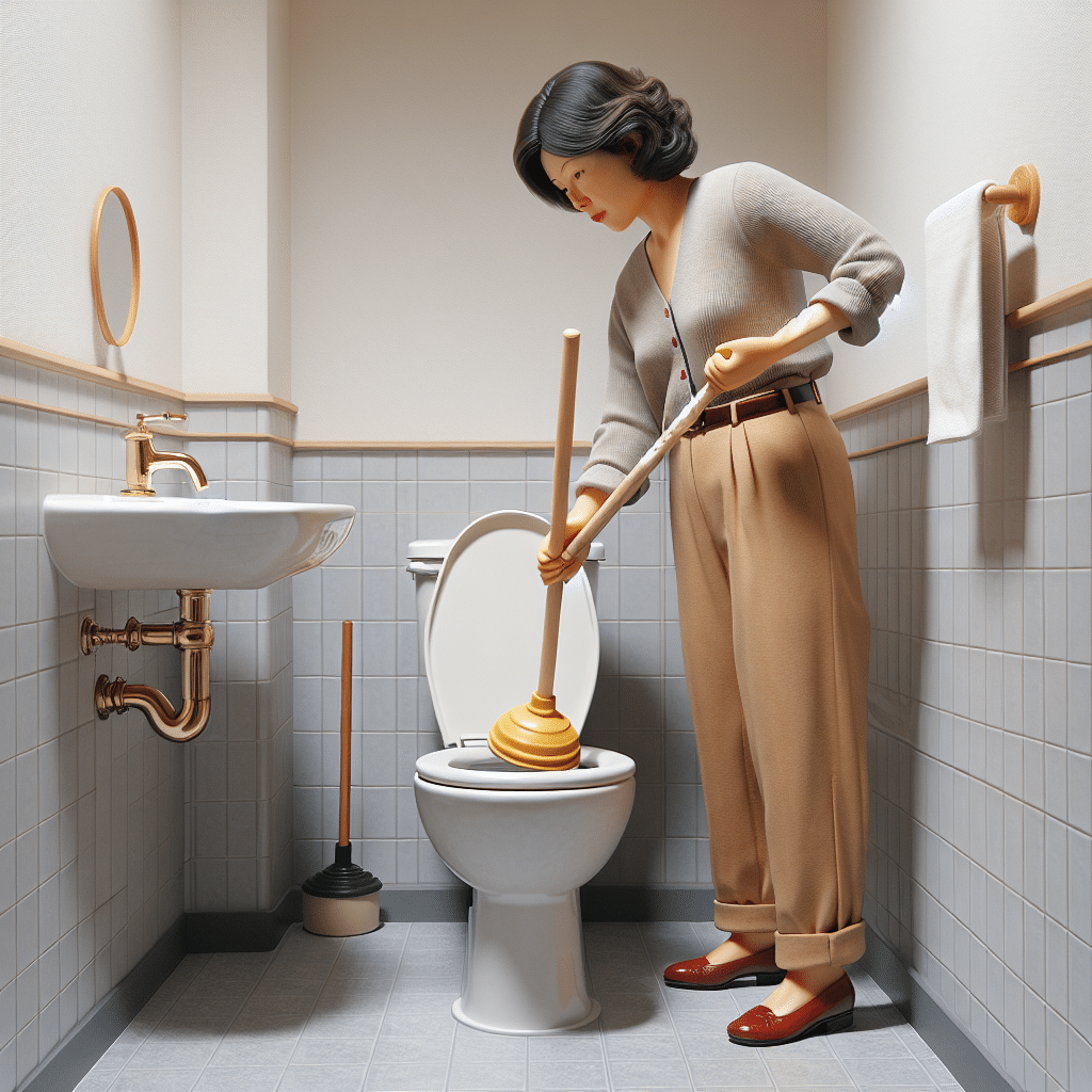 Persona usando un desatascador | Fontanero GDL