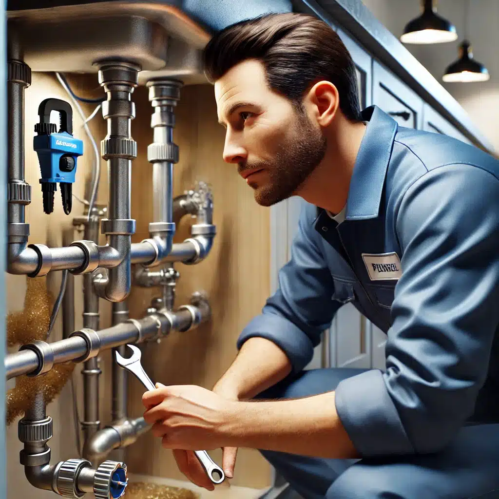 Fontanero revisando válvulas y tuberías en la cocina | Fontanero GDL