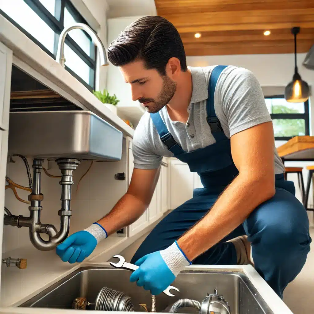 Plomero reparando fuga en cocina residencial | Fontanero GDL