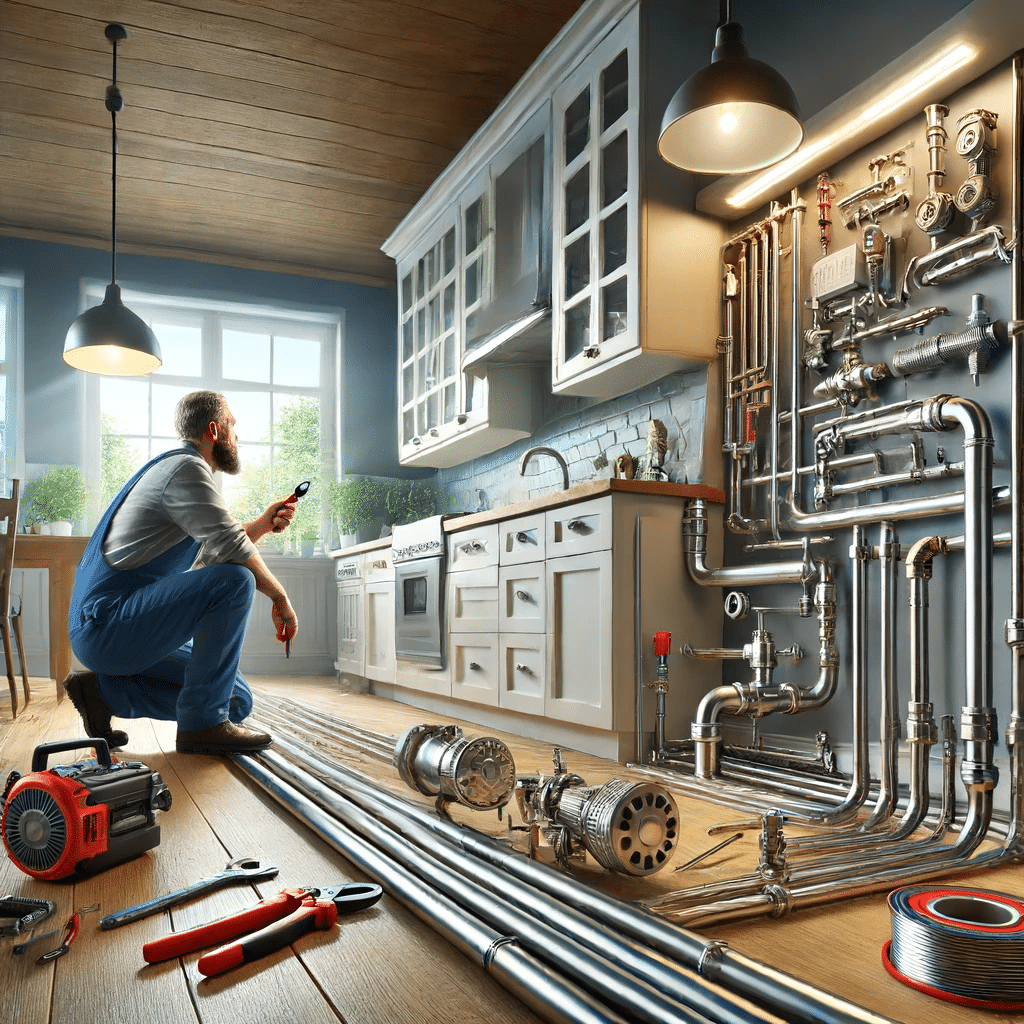 Plomero profesional inspeccionando tuberías y dando consejos de mantenimiento en Guadalajara. Instalaciones con fontanero en Guadalajara en empresa. | Fontanero GDL.